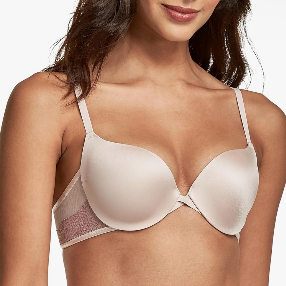 NWOT 32c Maidenform Women's Underwire Bra, Lift Smoothing Lace Demi Bra, Push-up